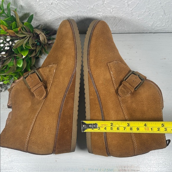 Franco Sarto “Brooke” Suede Wedge Heeled Bootie Side Zip Buckle Accent Size 7 - Picture 6 of 12